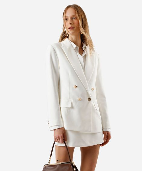 blazer de alfaiataria feminino com viscose off white