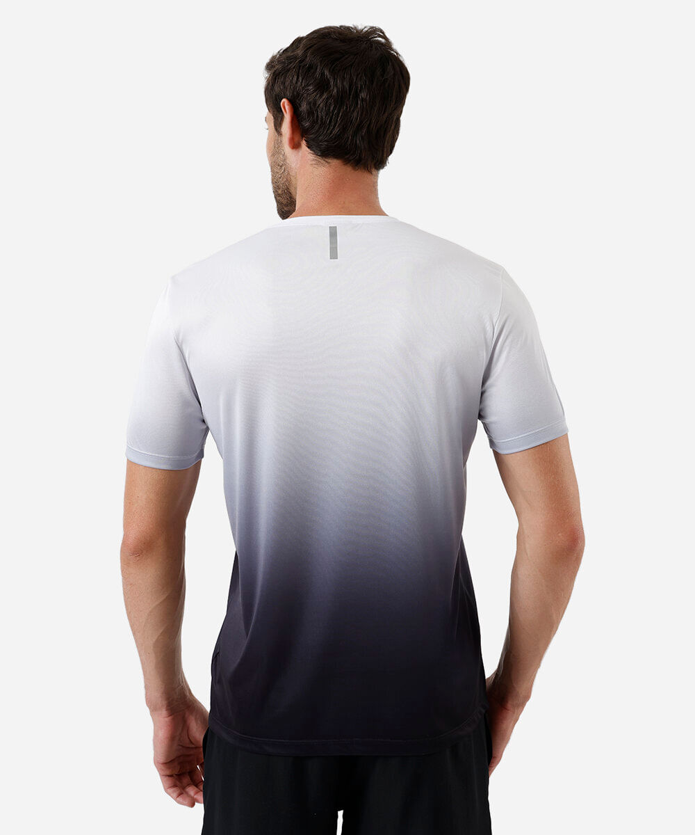 camiseta esportiva slim masculina degradê branco
