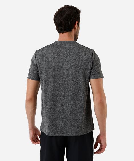 camiseta masculina esportiva com recorte cinza