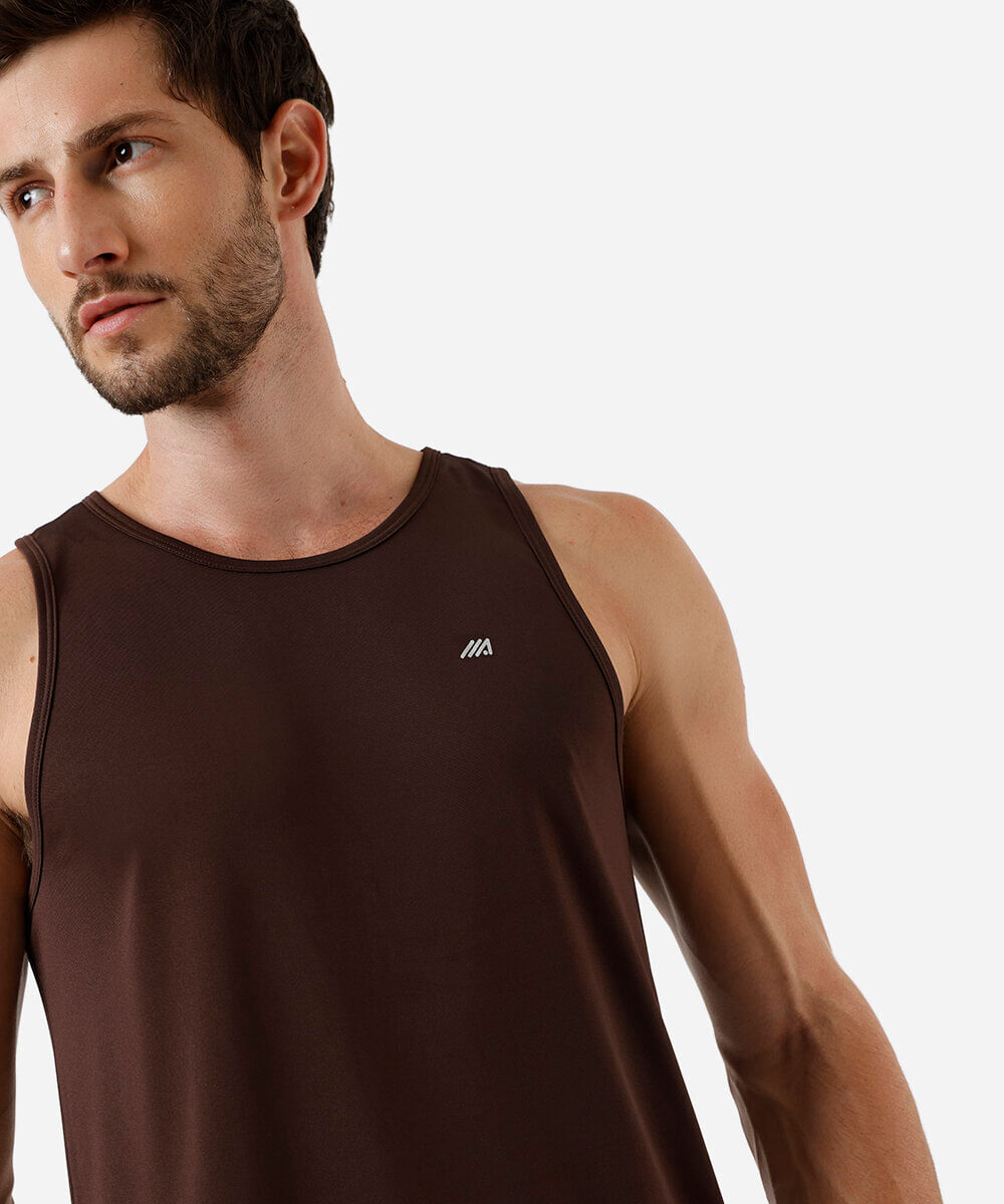 Regata Masculina Esportiva Gola Careca marrom