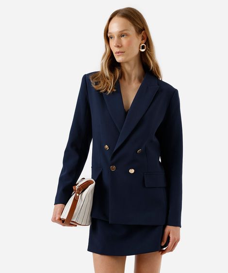 blazer de alfaiataria feminino com viscose azul