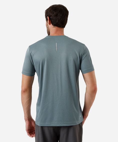 camiseta masculina esportiva quadriculada cinza