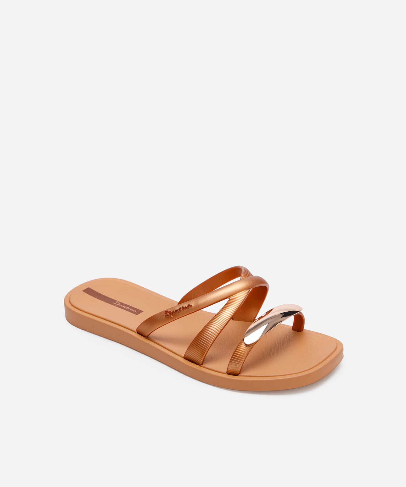 chinelo slide ipanema metal chic marrom