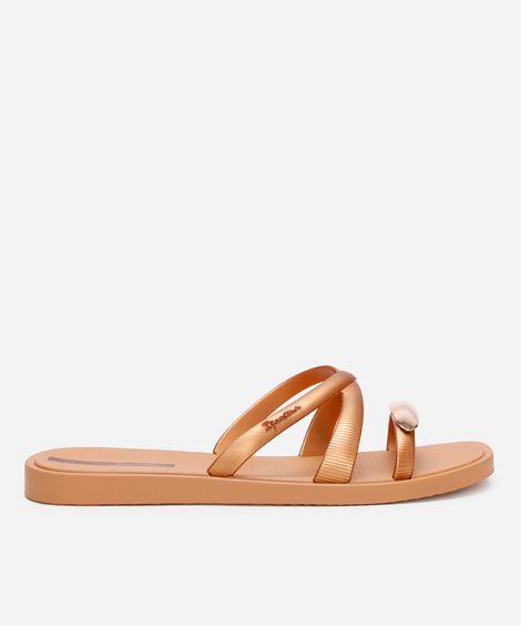 chinelo slide ipanema metal chic marrom