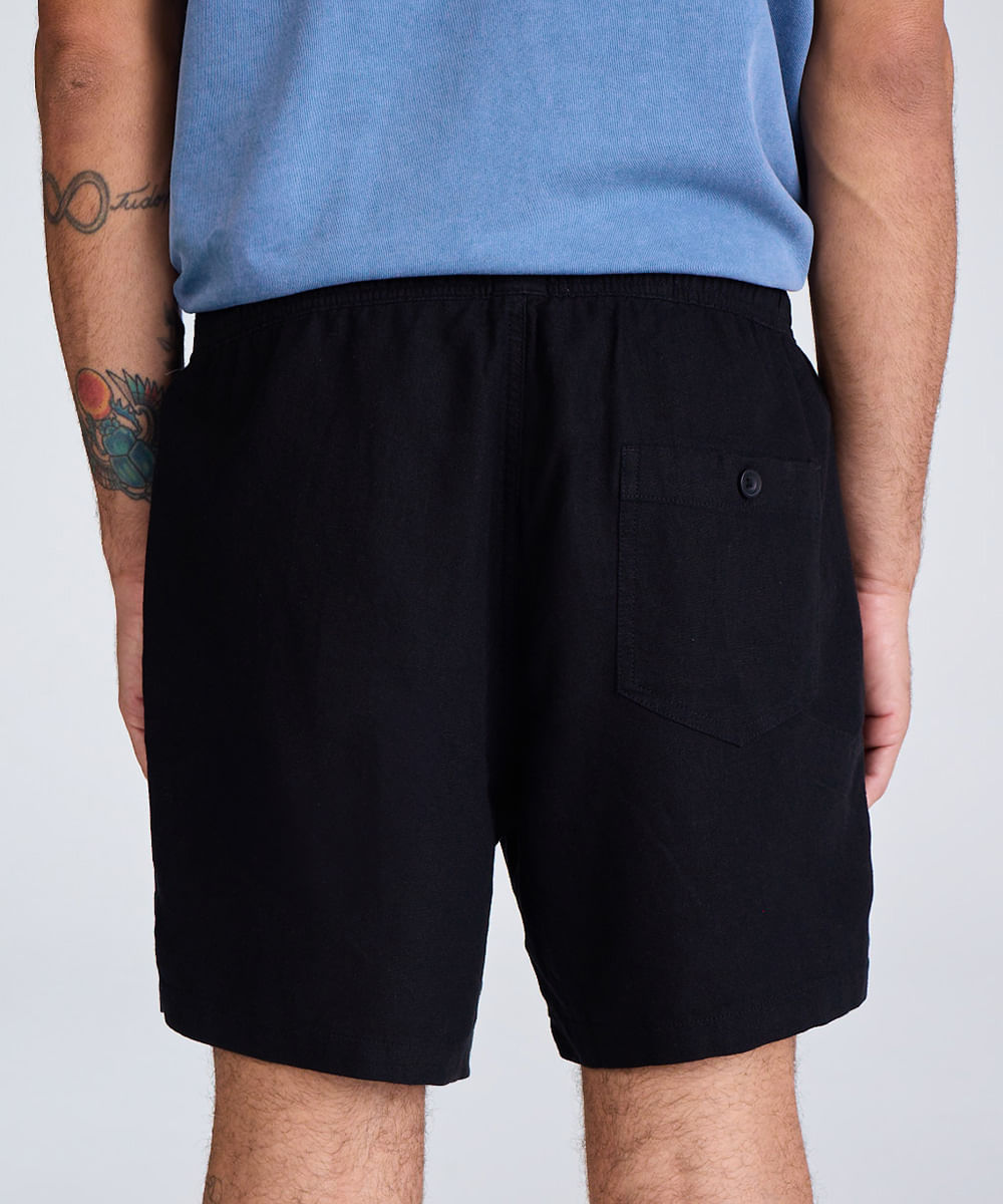 bermuda cós elástico com bolsos preto