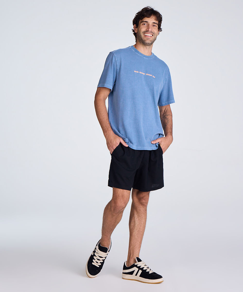 bermuda cós elástico com bolsos preto