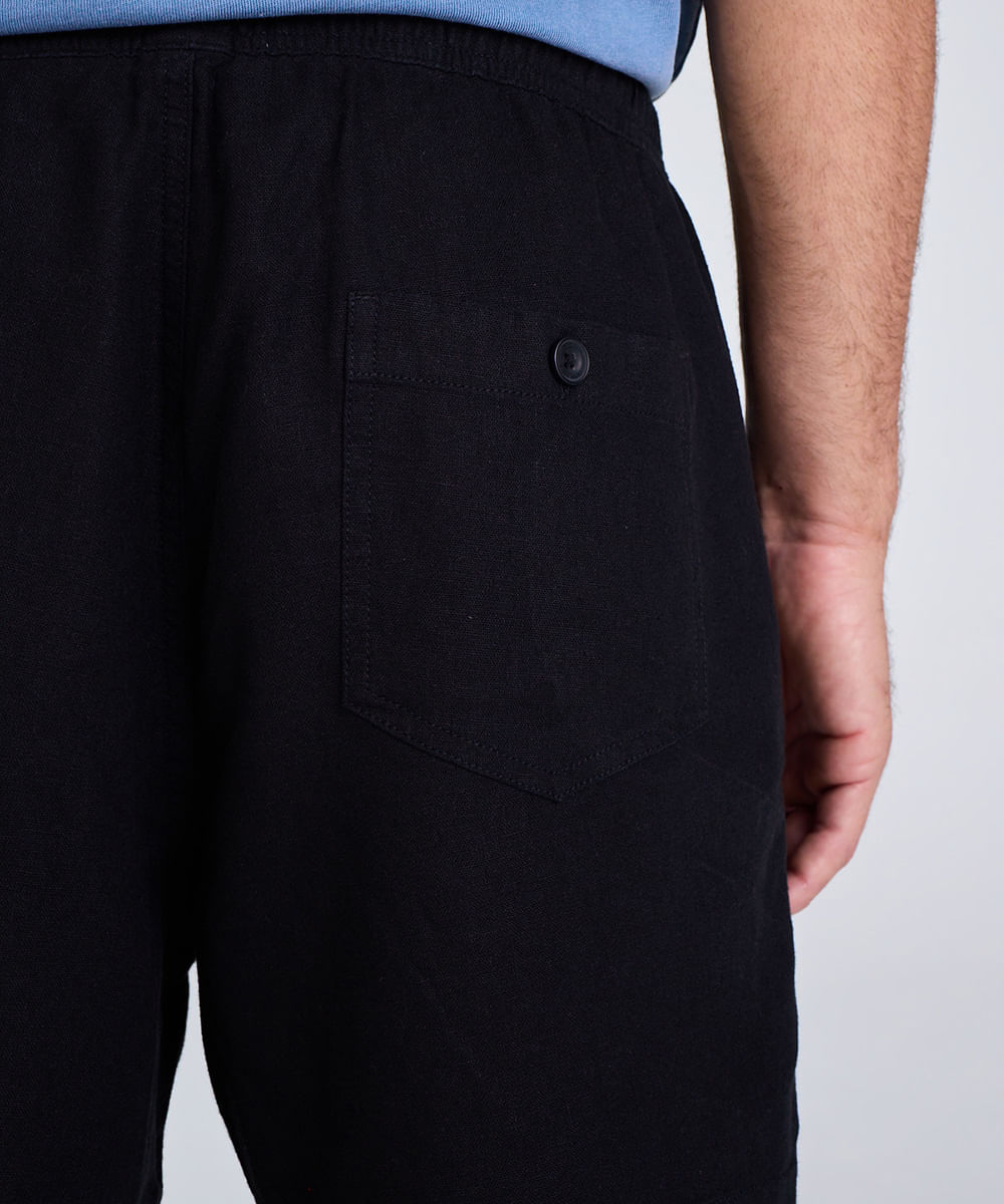bermuda cós elástico com bolsos preto