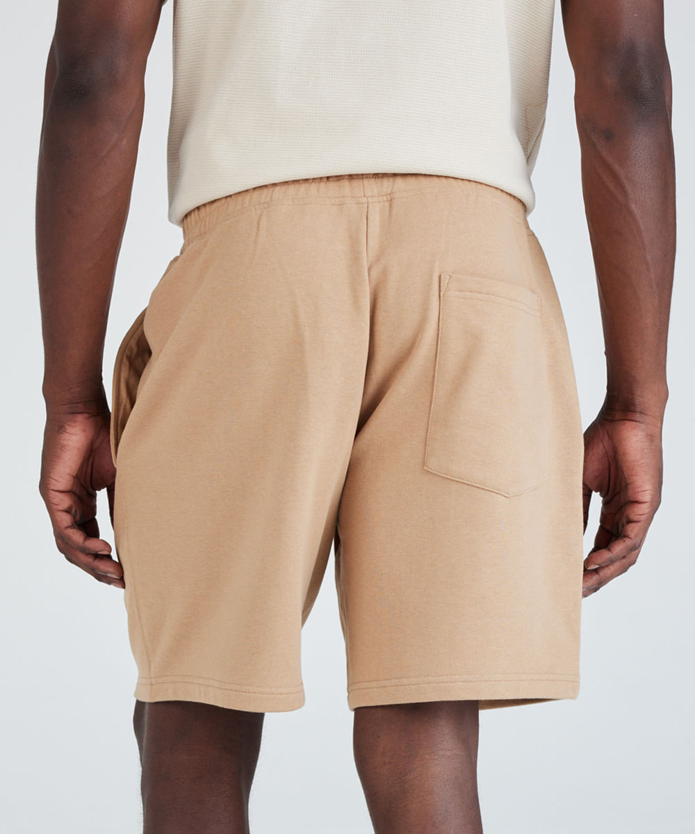bermuda relaxed moletom cós elastico com cordão marrom