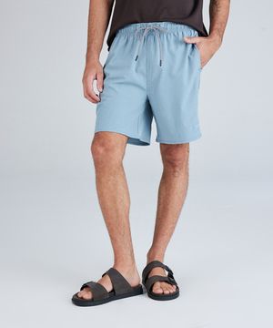 short praia com bolsos azul