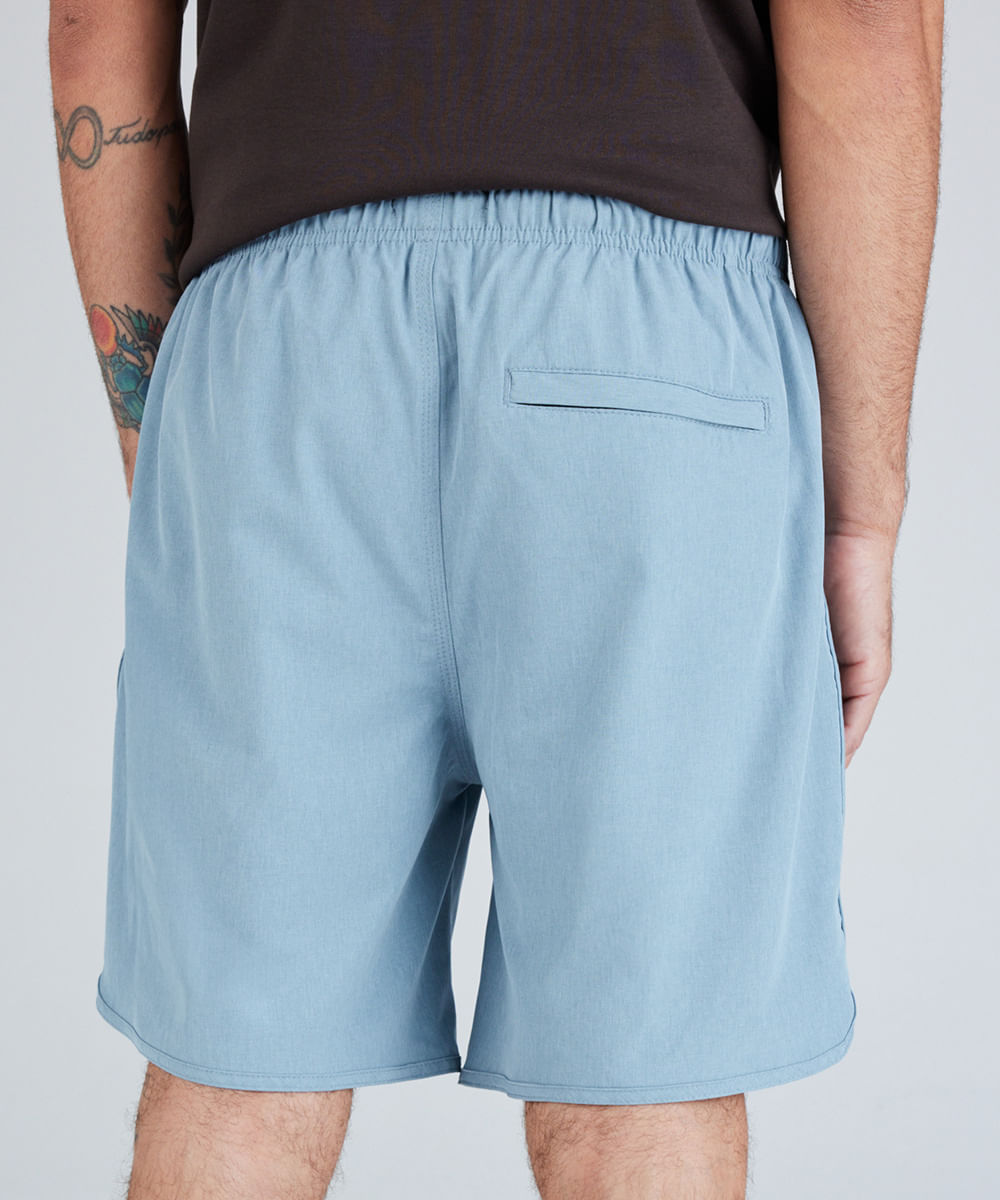 short praia com bolsos azul