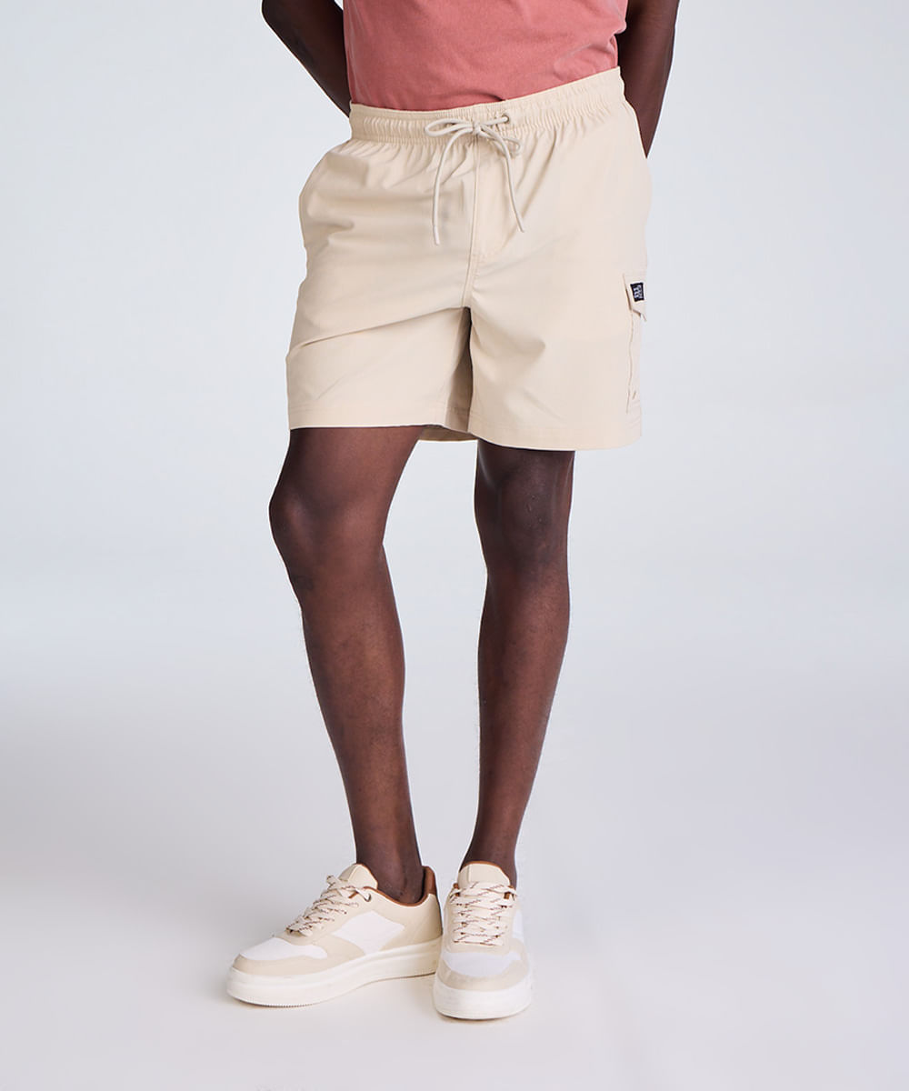 short cargo cós com cordão - areia