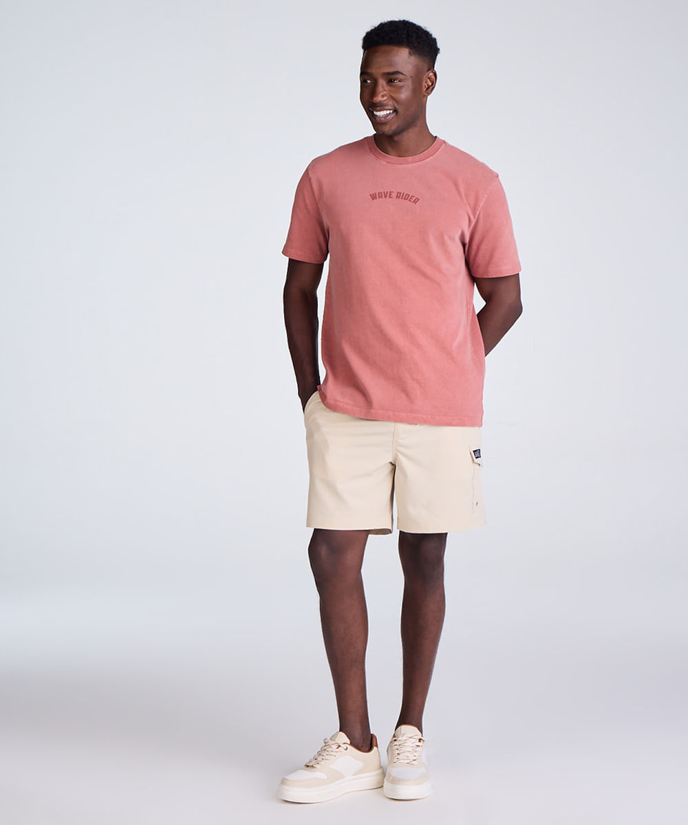 short cargo cós com cordão - areia