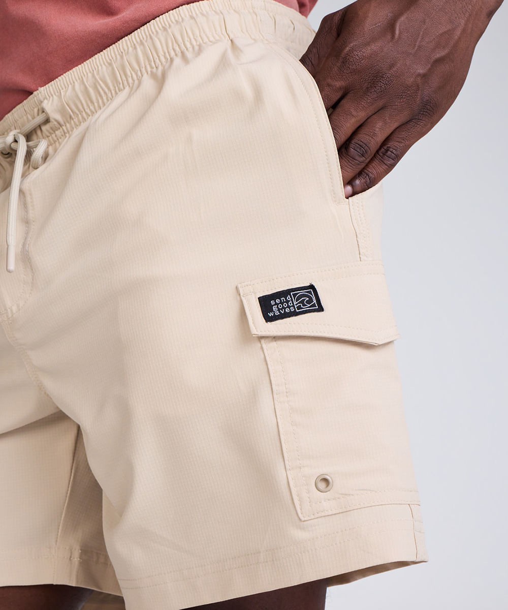 short cargo cós com cordão - areia