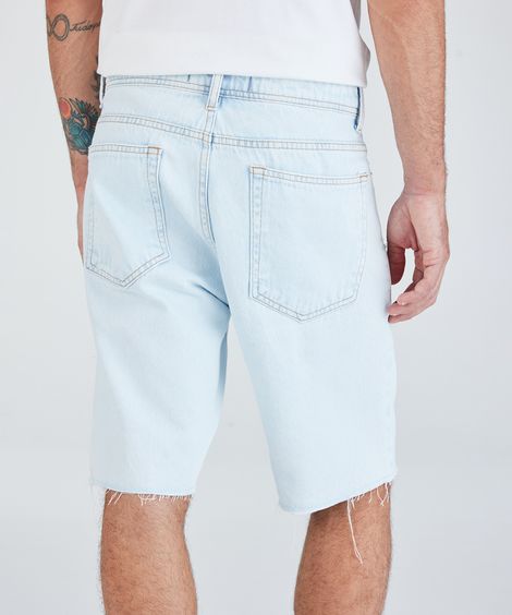bermuda slim masculina jeans destroyed azul