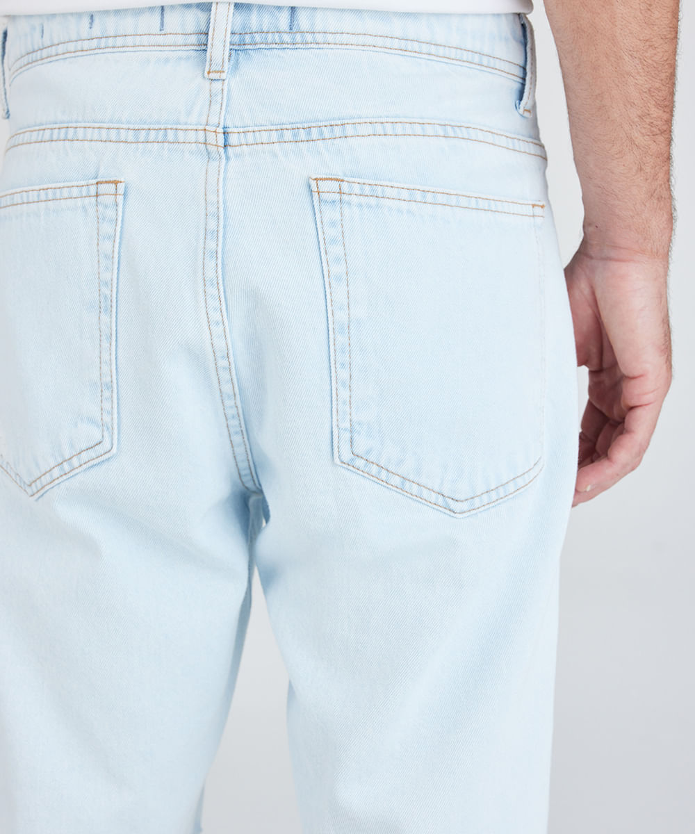 bermuda slim masculina jeans destroyed azul