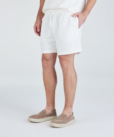 short reto masculino texturizado off white