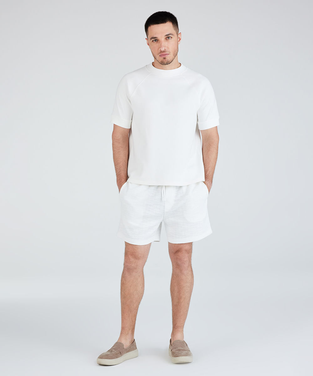 short reto masculino texturizado off white