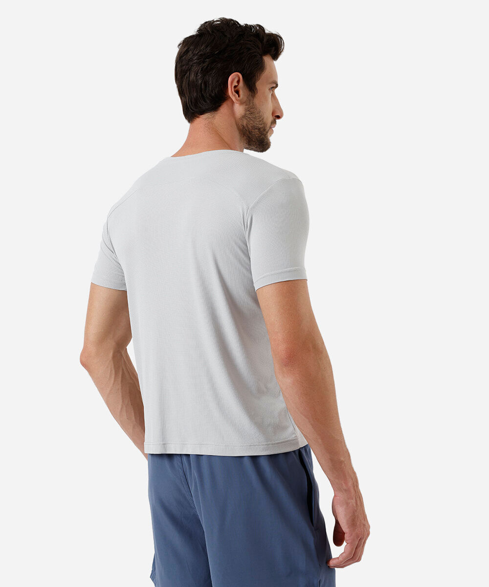 camiseta slim masculina manga curta cinza