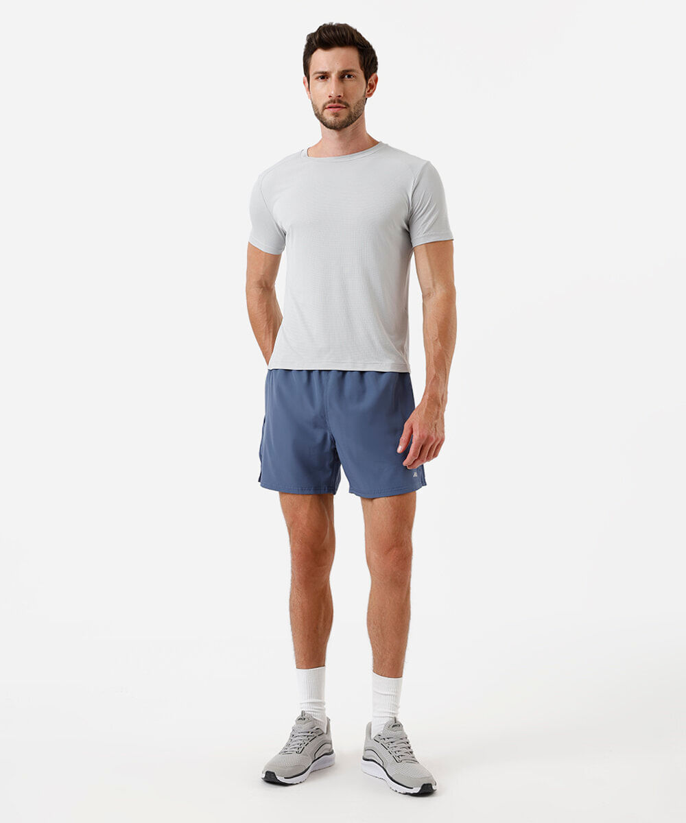 camiseta slim masculina manga curta cinza