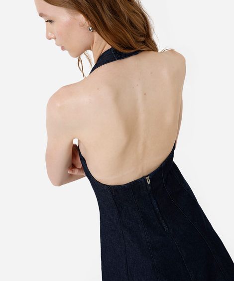 vestido curto feminino frente única jeans azul