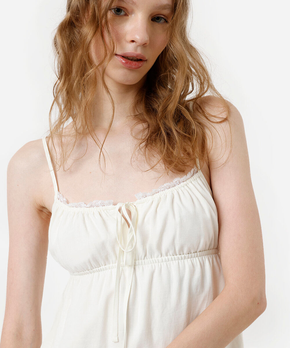 vestido curto alça fina feminino com viscose e renda off white