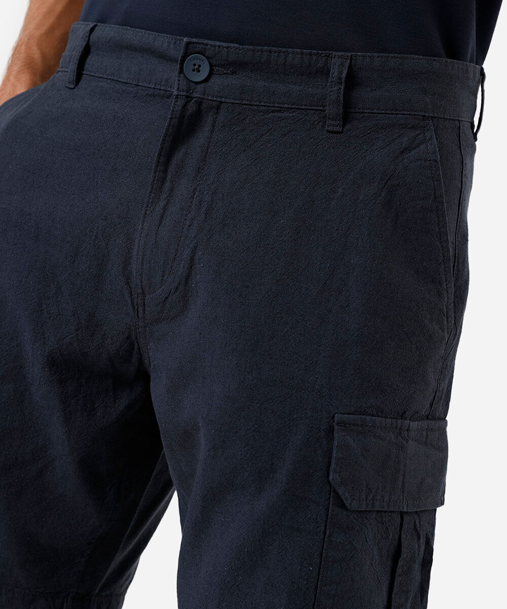 bermuda cargo masculina de algodão azul
