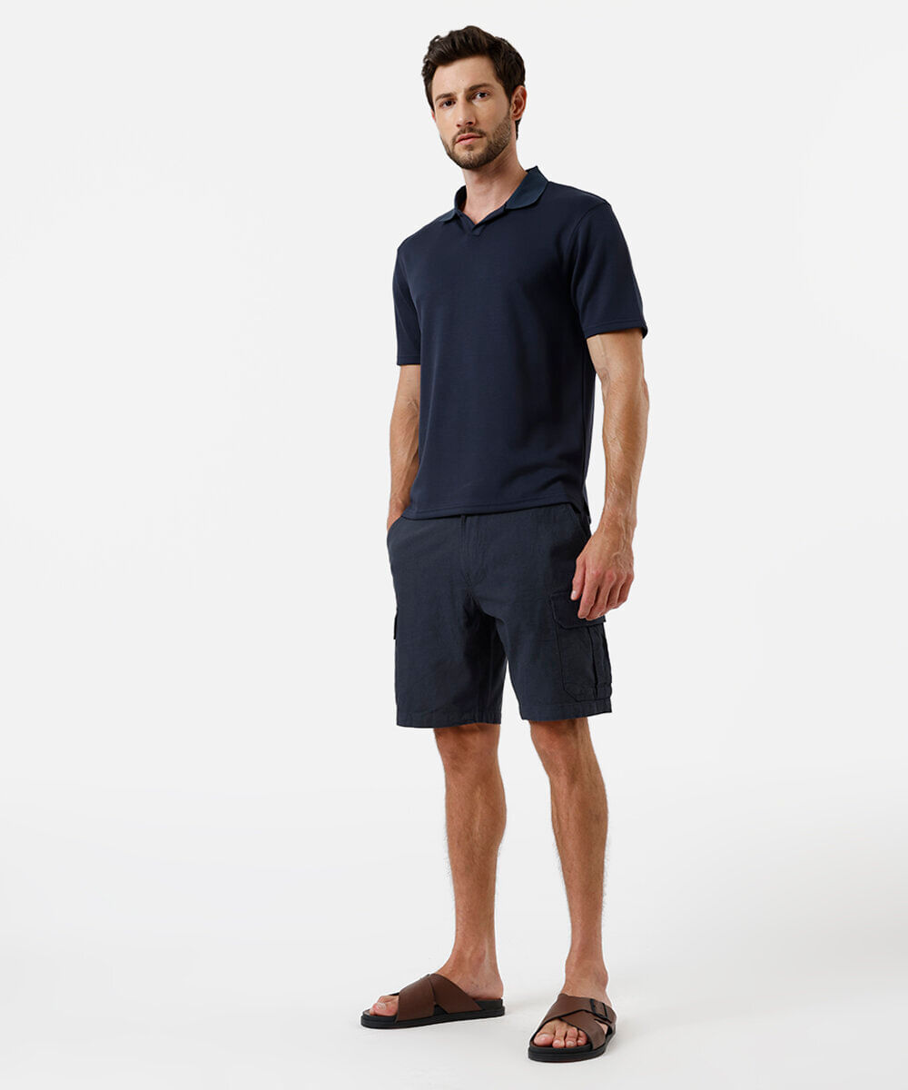 bermuda cargo masculina de algodão azul