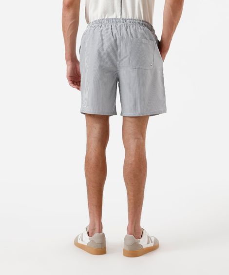 short praia masculino listrado cinza