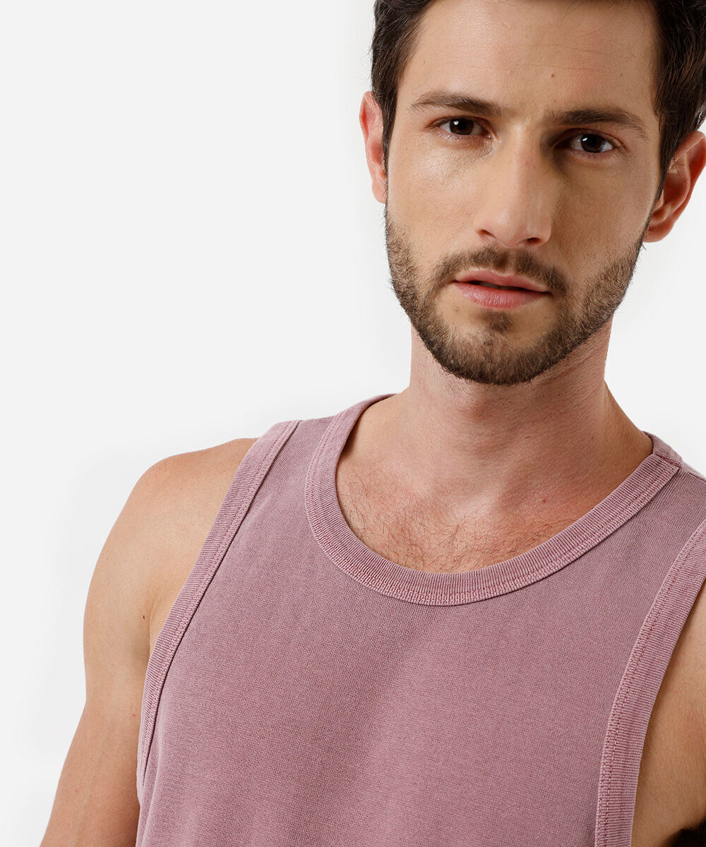 regata regular fit masculina em algodão  rosa