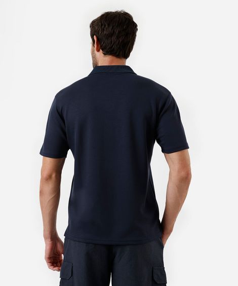 polo comfort masculina com mangas curtas azul