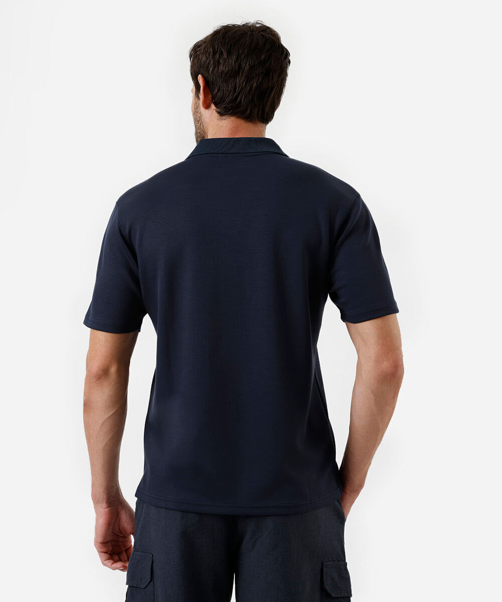 polo comfort masculina com mangas curtas azul