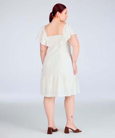 vestido curto de laise plus size off white