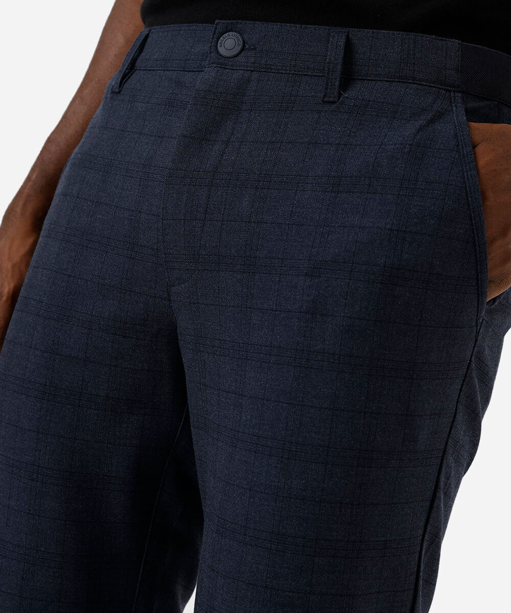 calça slim masculina xadrez com bolsos azul