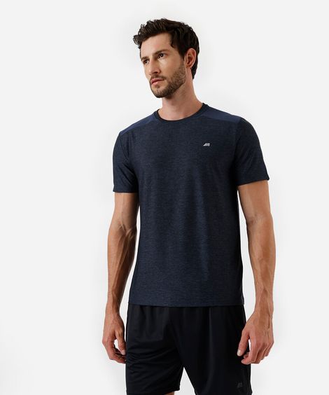 camiseta masculina esportiva com recorte azul