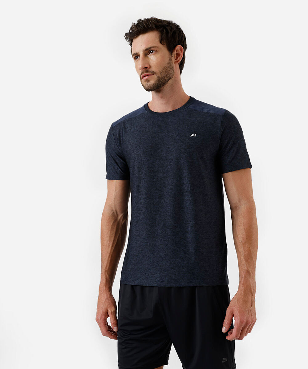 camiseta masculina esportiva ace com recorte azul
