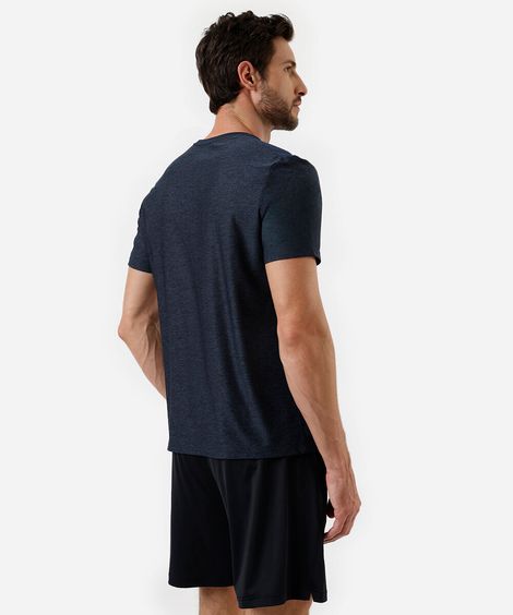 camiseta masculina esportiva com recorte azul