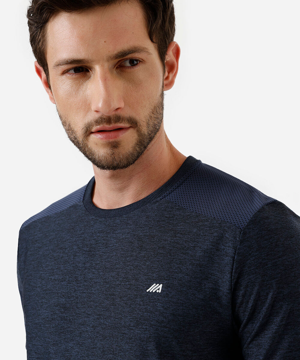 camiseta masculina esportiva ace com recorte azul