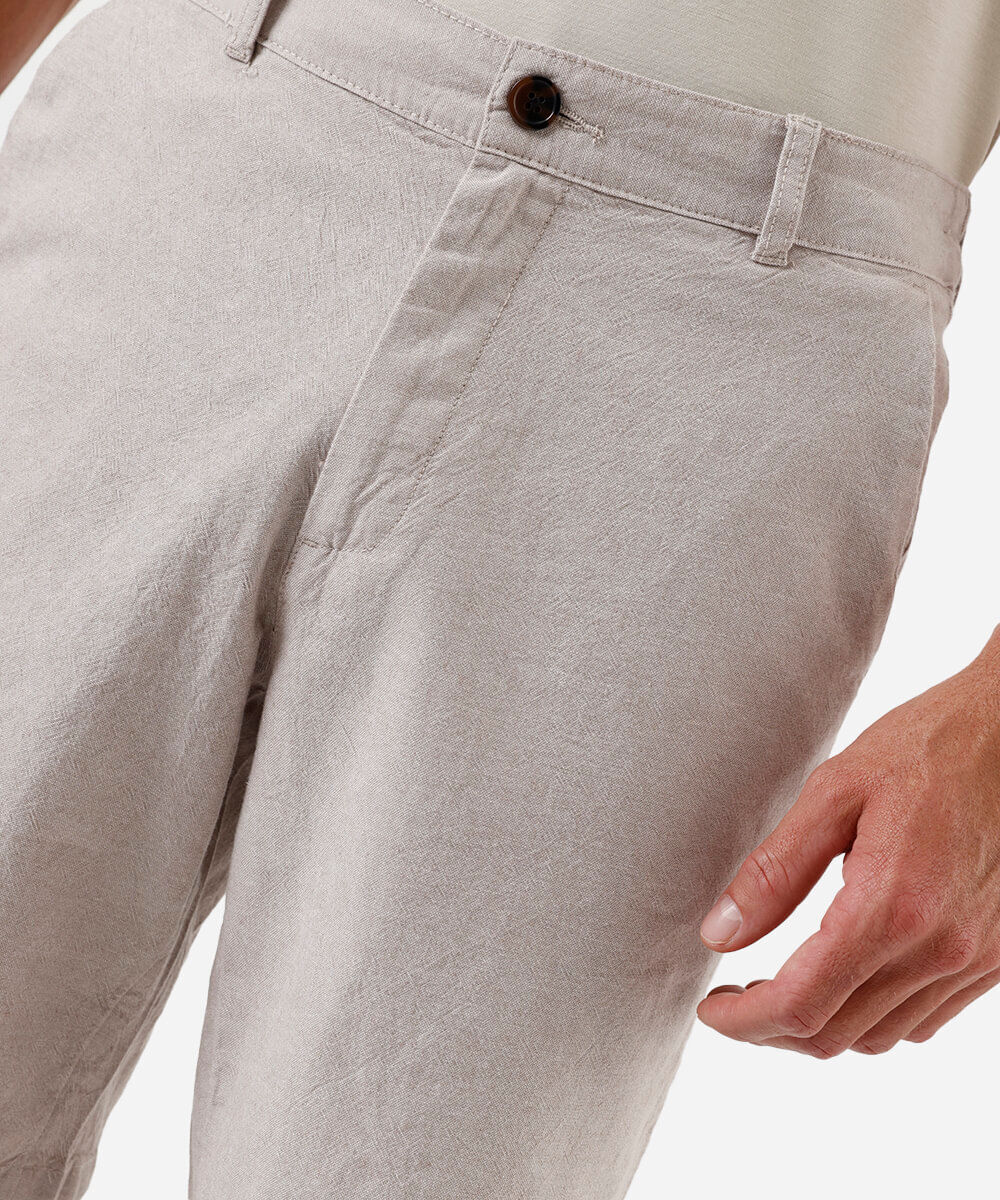 bermuda reta com linho bege