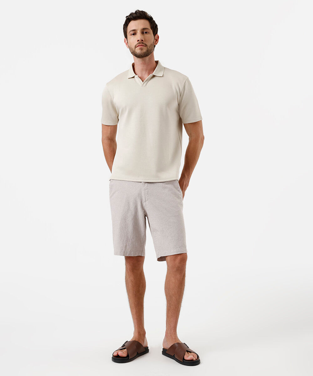 bermuda reta com linho bege