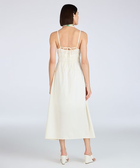 vestido midi feminino alça fina franzido amarelo