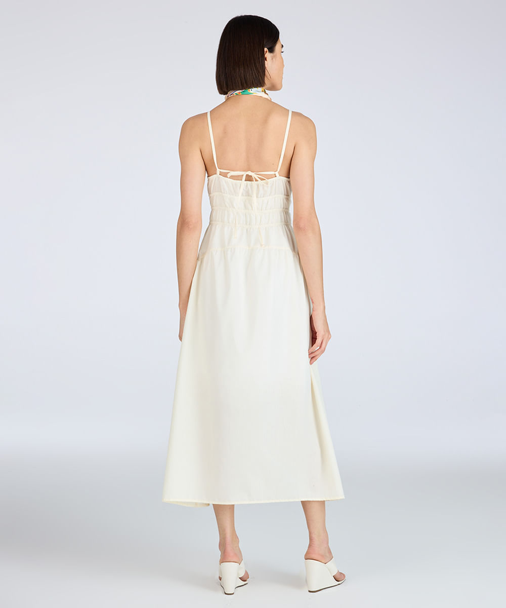 vestido midi feminino alça fina franzido amarelo