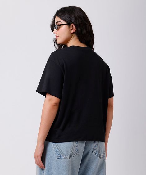 camiseta oversized feminina de algodão peruano interlock mindset plus size preta
