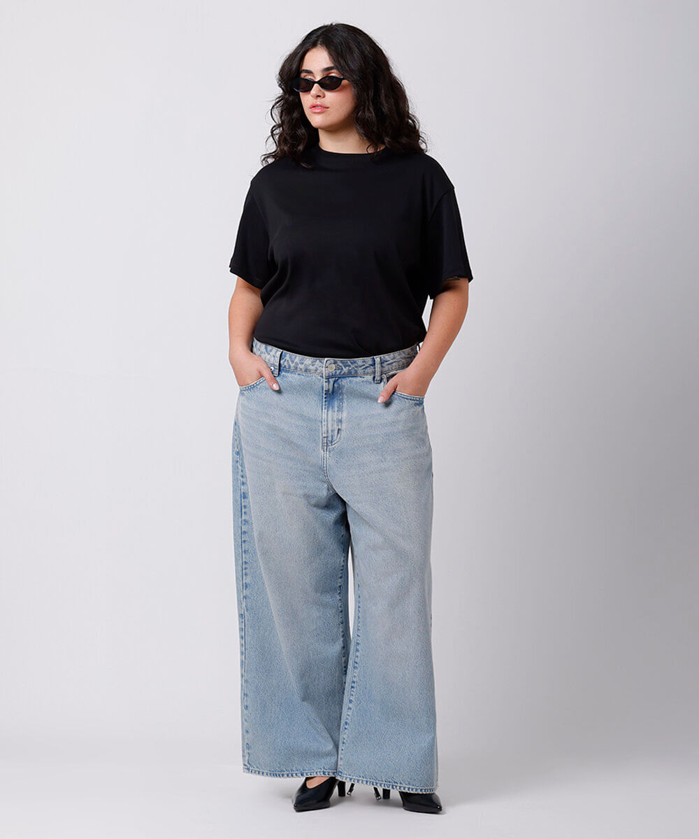 camiseta oversized feminina de algodão peruano interlock mindset plus size preta