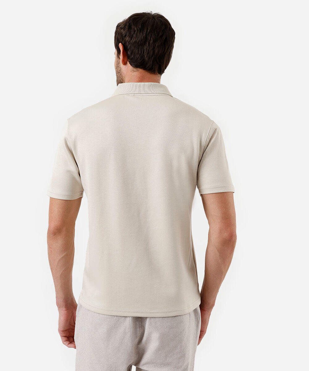 polo comfort masculina com mangas curtas bege