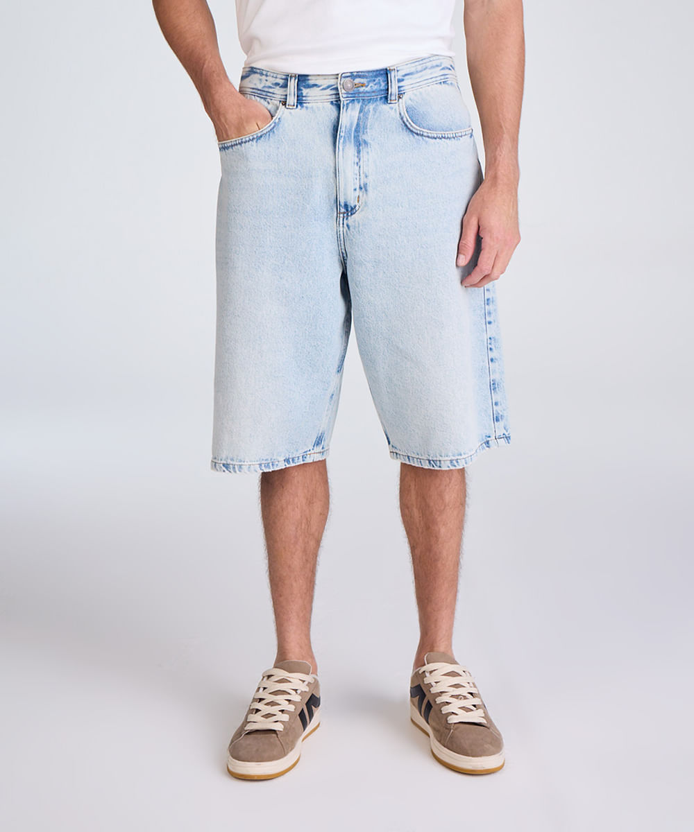 bermuda skater masculina jeans azul