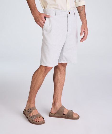 bermuda reta masculina de algodão texturizada cinza