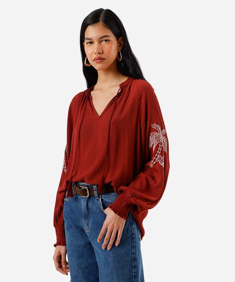 bata feminina com viscose e lurex folhagens vinho