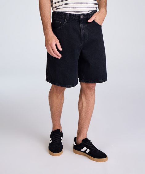 bermuda reta vintage masculina jeans preta