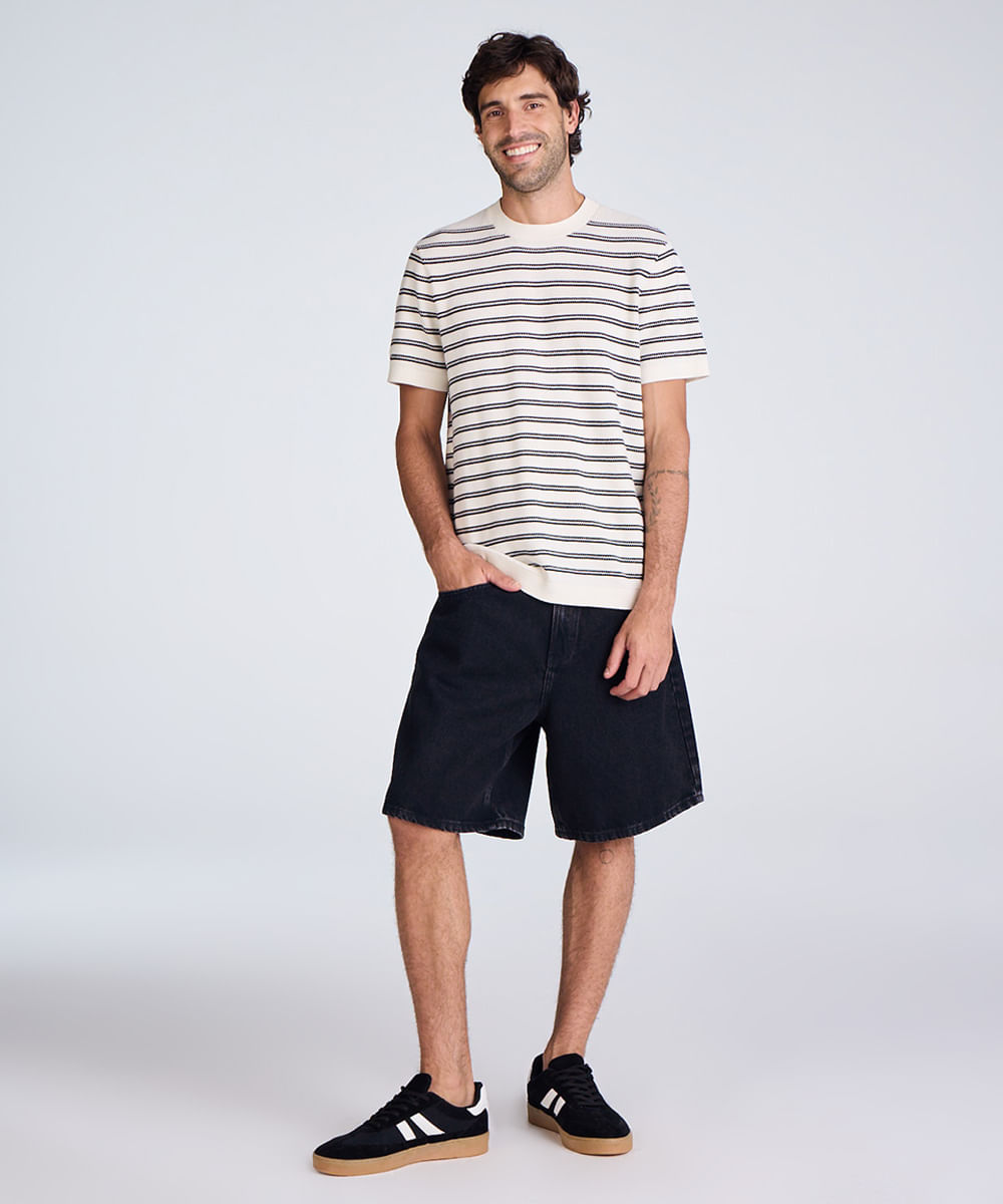 bermuda reta vintage masculina jeans preta