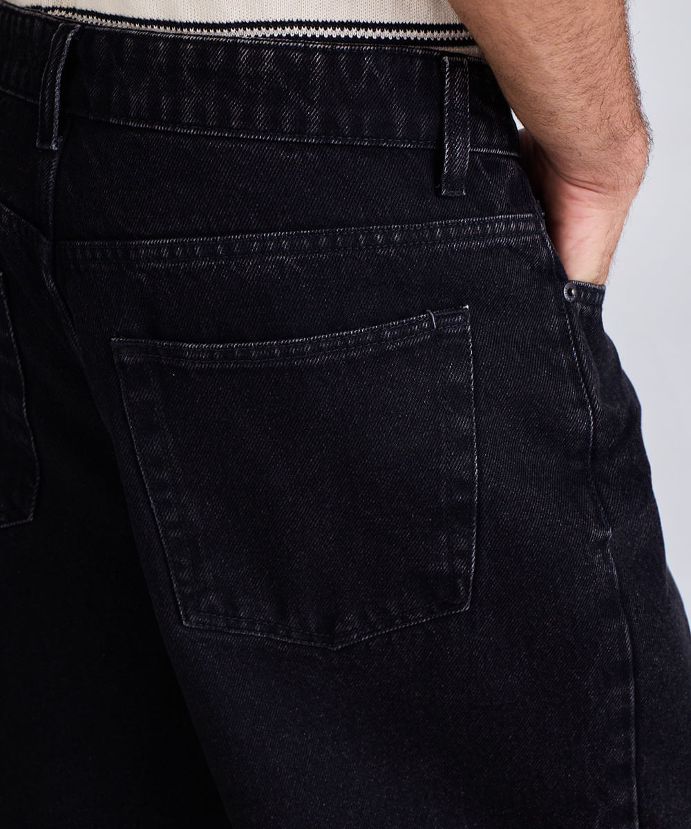 bermuda reta vintage masculina jeans preta
